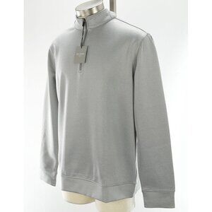 HICKEY FREEMAN Medium Gray Striped Regular Fit 1/4 Zip Pullover LARGE NWT